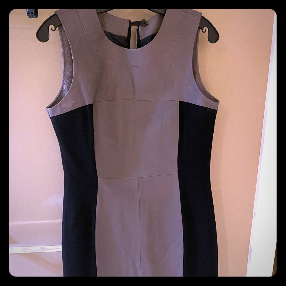 Neiman Marcus Leather and Fabric mini dress